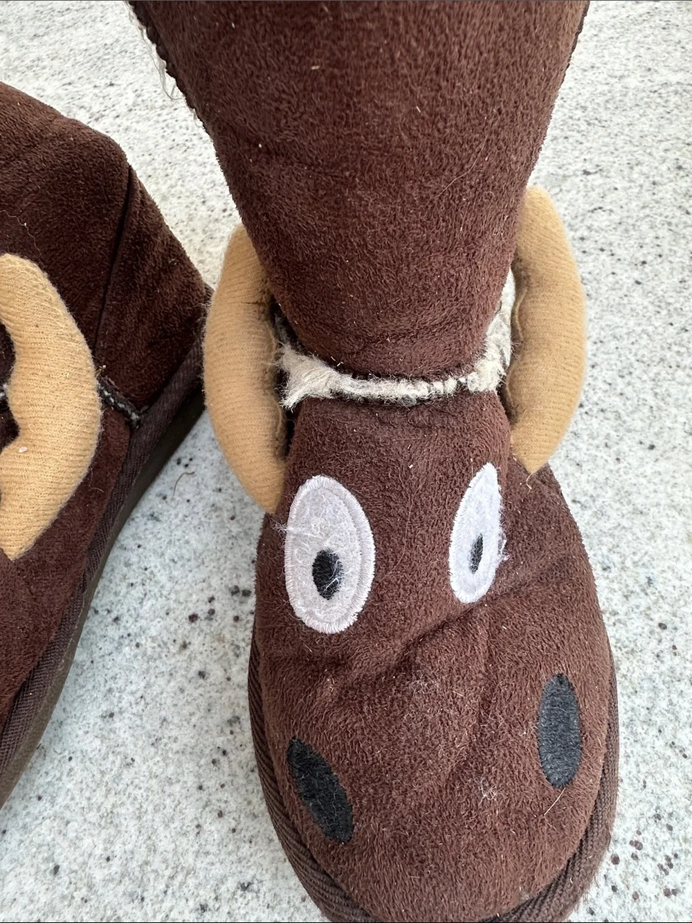 Lazy One Kids Brown Moose Boot Slippers